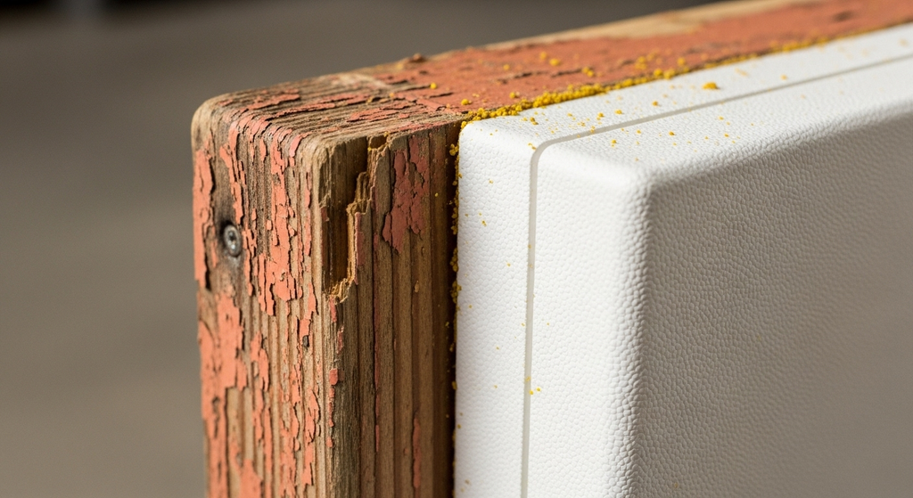 Holz und Styropor im Vergleich