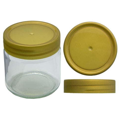 Neutrales Honigglas mit Kunststoffdeckel