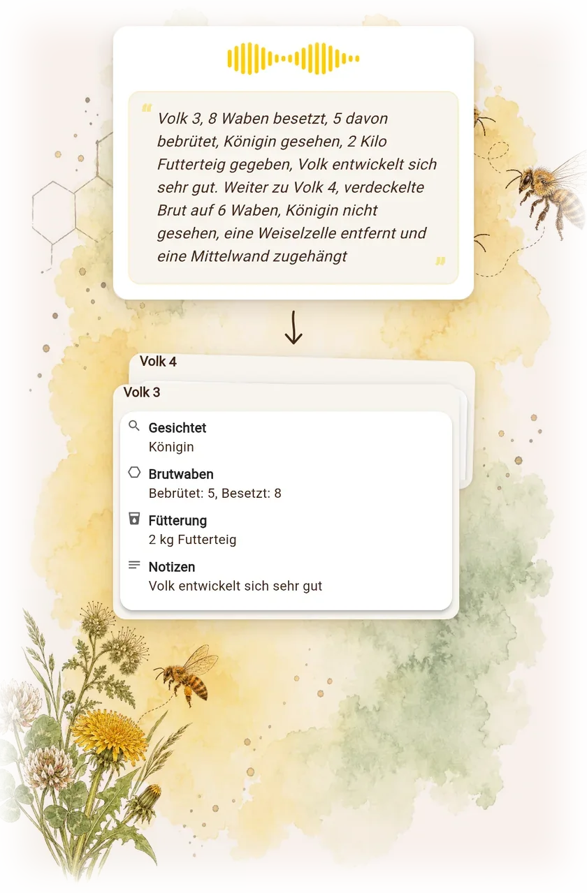 Imker-App: Diktierte Durchsicht wird von der KI in Einträge sortiert